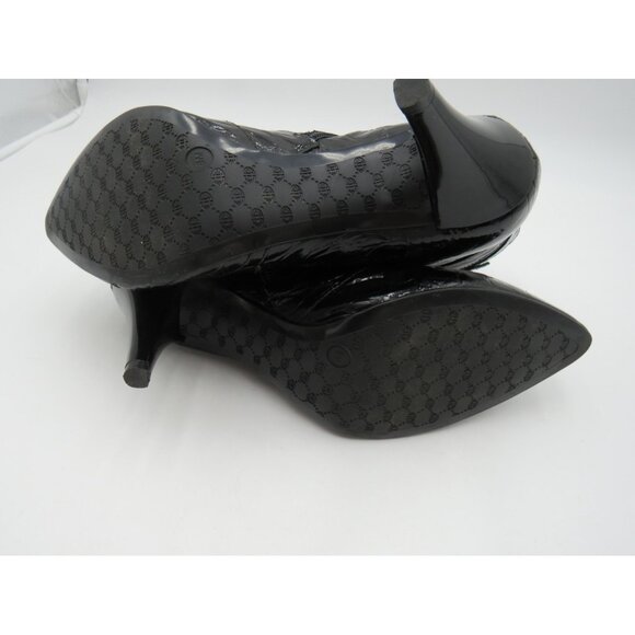 Antonio Melani Boots Womens Size 8 Black Patent Croc Embossed Ankle Stiletto - Picture 6 of 9